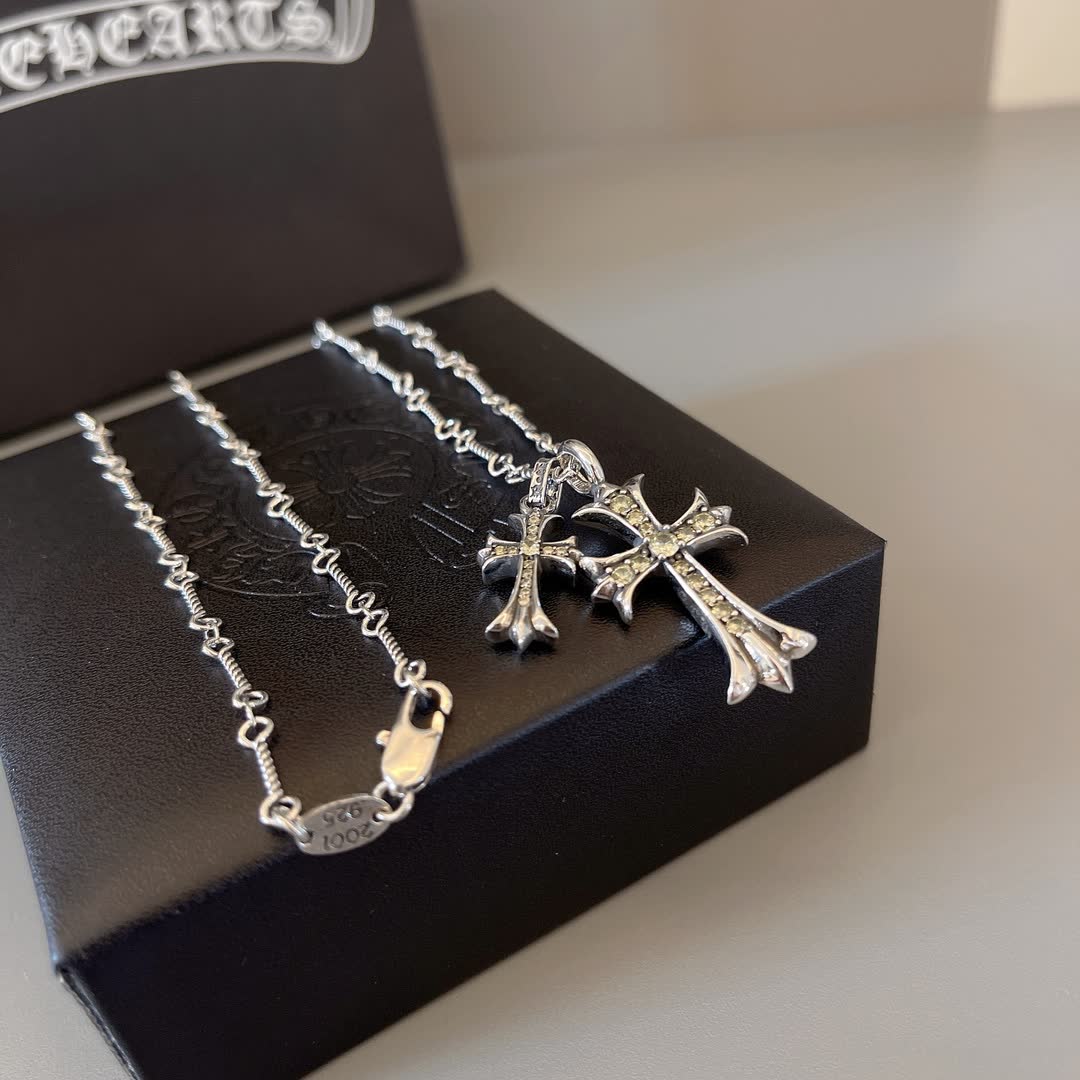Chrome Hearts Silver Cross Pendant Necklace